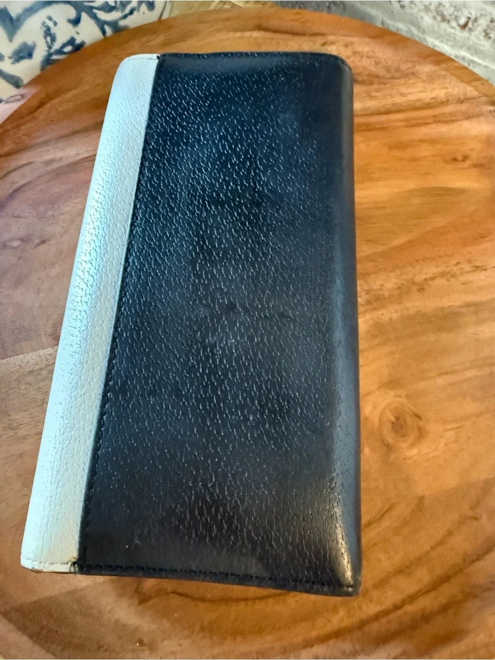 kate spade Two-Tone Cream and Black Leather Wallet Clutch